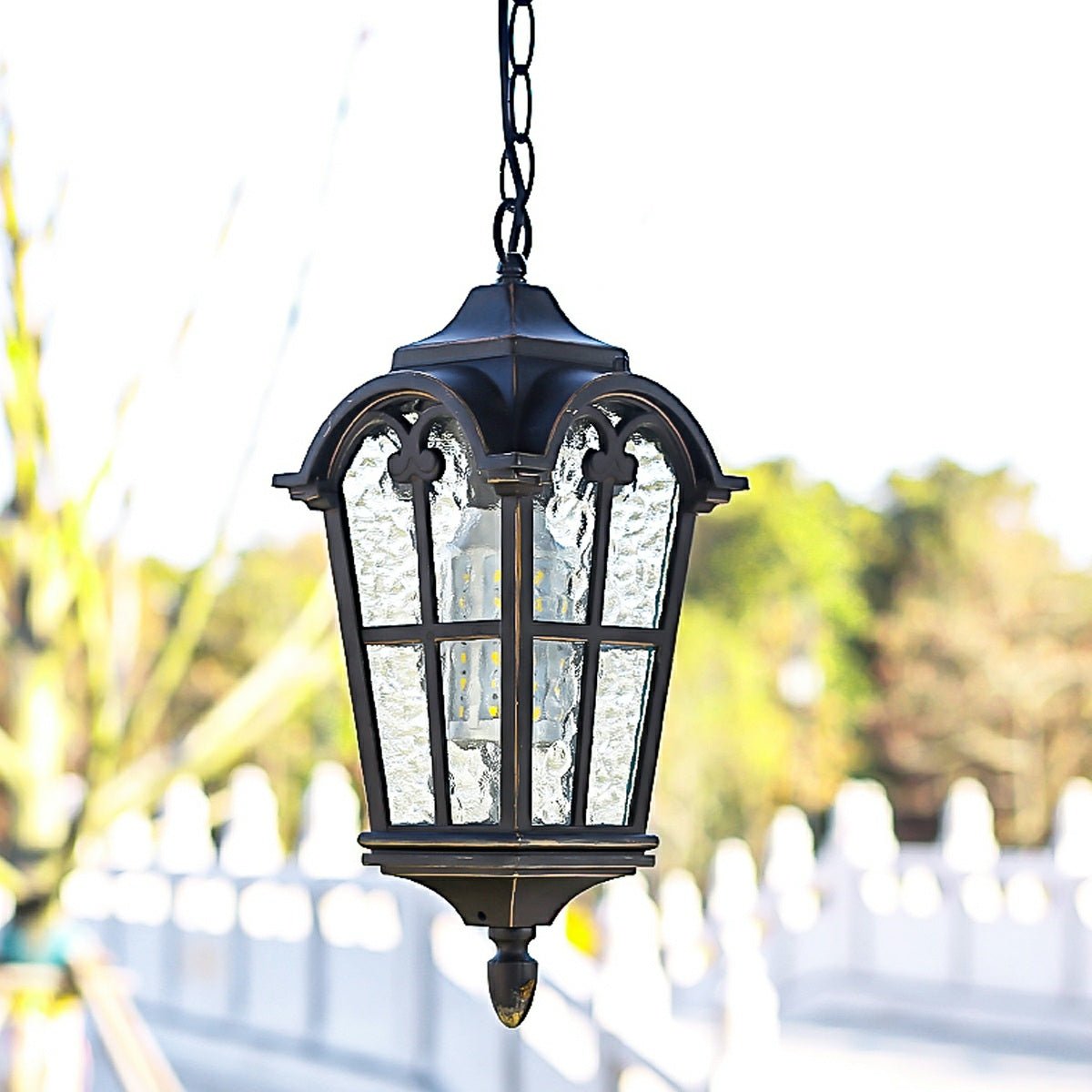 Hanglamp Tuin Zwart Lantaarn LED Waterdicht Aluminium IP56 Verstelbaar voor Terras Veranda Pergola Buiten | Sansoti