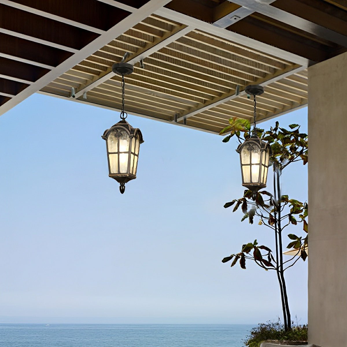 Hanglamp Tuin Zwart Lantaarn LED Waterdicht Aluminium IP56 Verstelbaar voor Terras Veranda Pergola Buiten | Sansoti