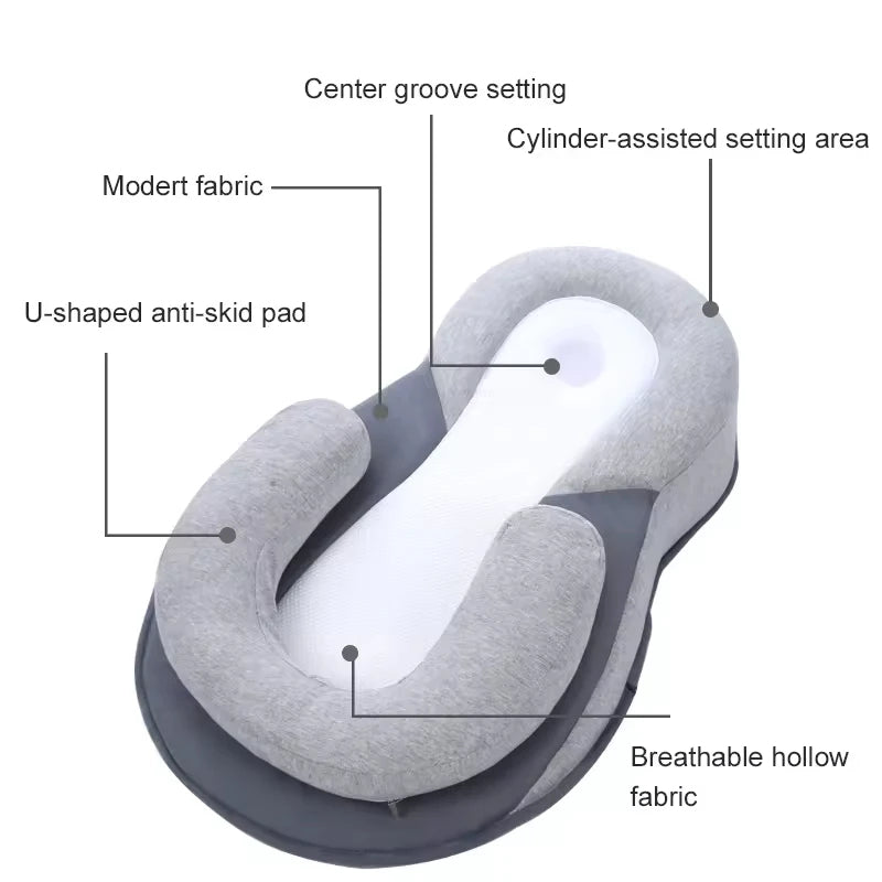 Verhoogd Babynestje met Anti-Reflux Ondersteuning 15° Incline Microparels Vulling Comfortabel Liggen Pasgeborenen | Sansoti