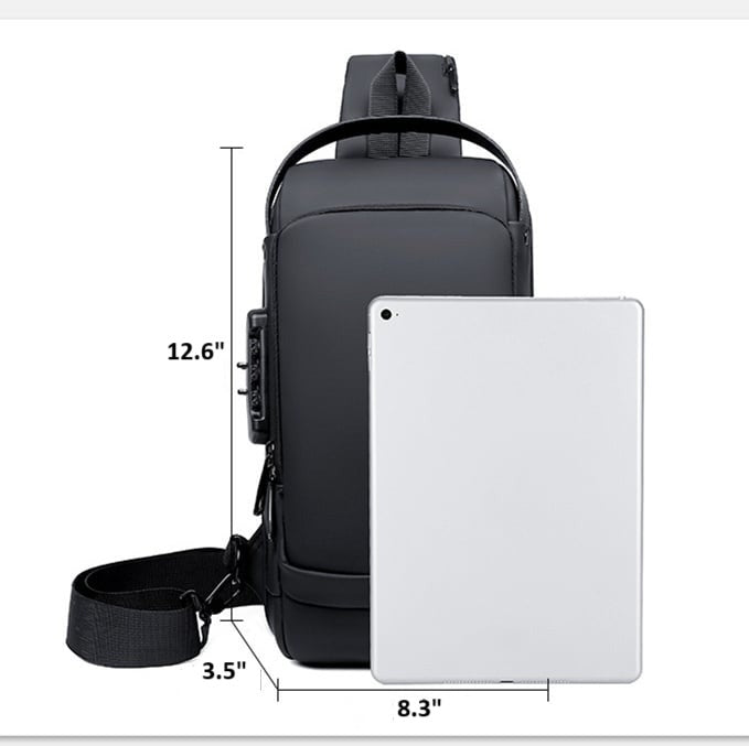 Sac bandoulière avec port de charge USB et serrure à combinaison, déperlant, pour les voyages, le travail et un usage quotidien | Sansoti