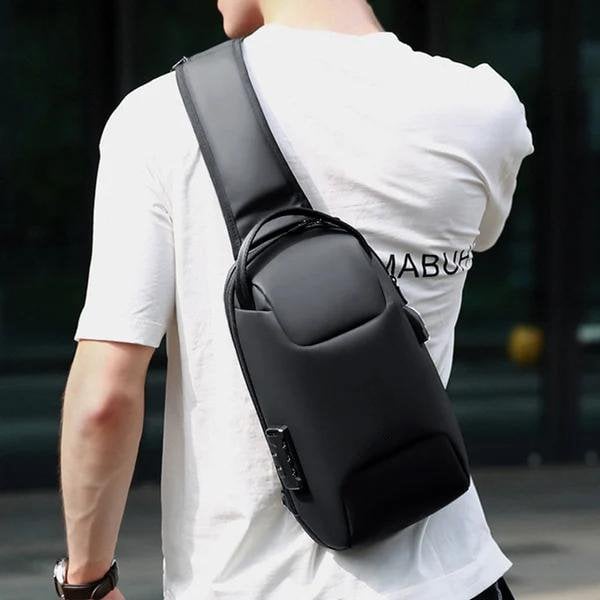 Sac bandoulière avec port de charge USB et serrure à combinaison, déperlant, pour les voyages, le travail et un usage quotidien | Sansoti