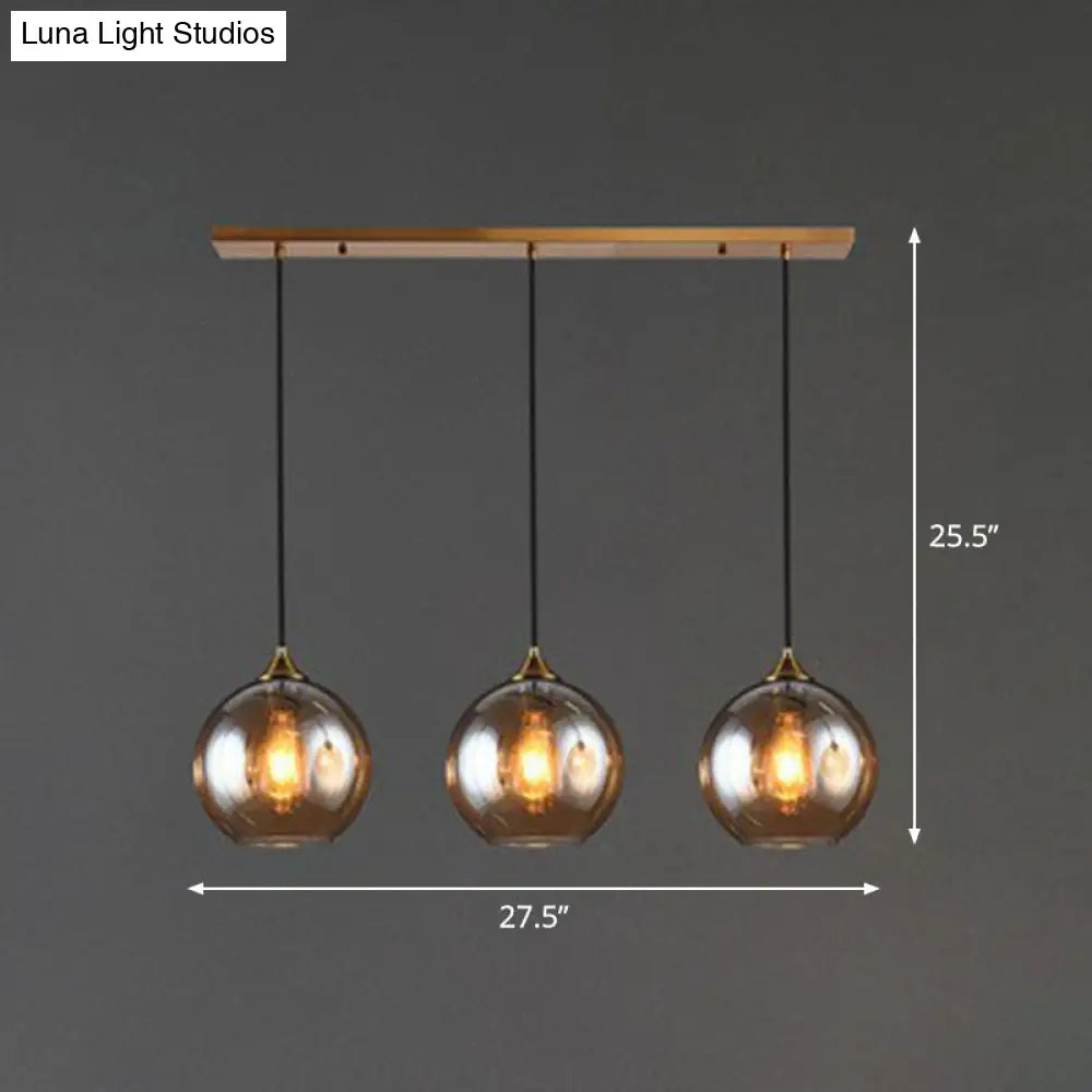 Hängeleuchte Glas 3-flammig Kugel Antik-Messing-Oberfläche Küche Esszimmer Wohnzimmer Retro Modern Stilvolles Design | Sansoti