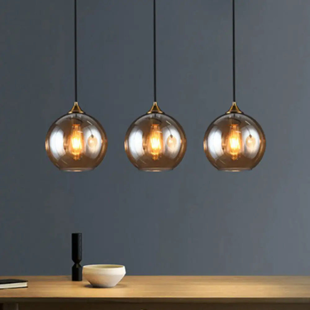 Hängeleuchte Glas 3-flammig Kugel Antik-Messing-Oberfläche Küche Esszimmer Wohnzimmer Retro Modern Stilvolles Design | Sansoti