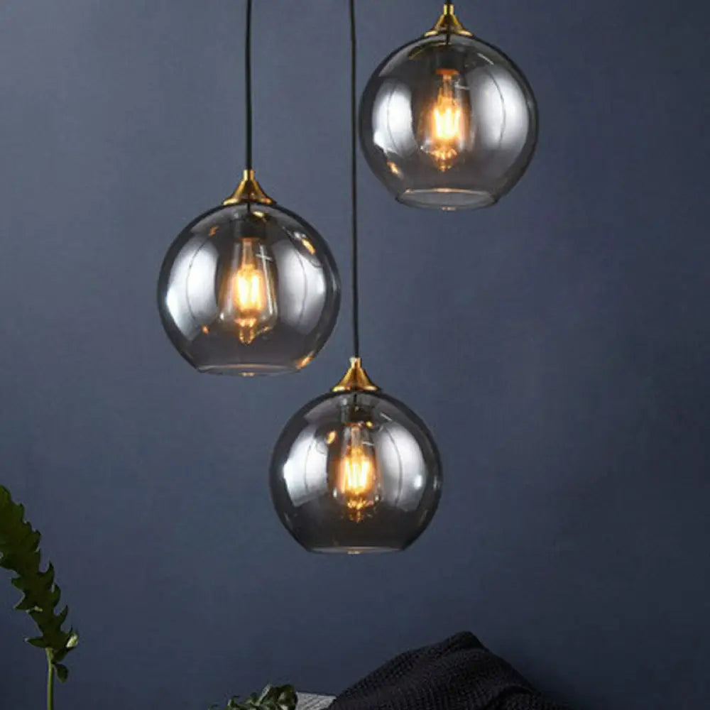Hängeleuchte Glas 3-flammig Kugel Antik-Messing-Oberfläche Küche Esszimmer Wohnzimmer Retro Modern Stilvolles Design | Sansoti