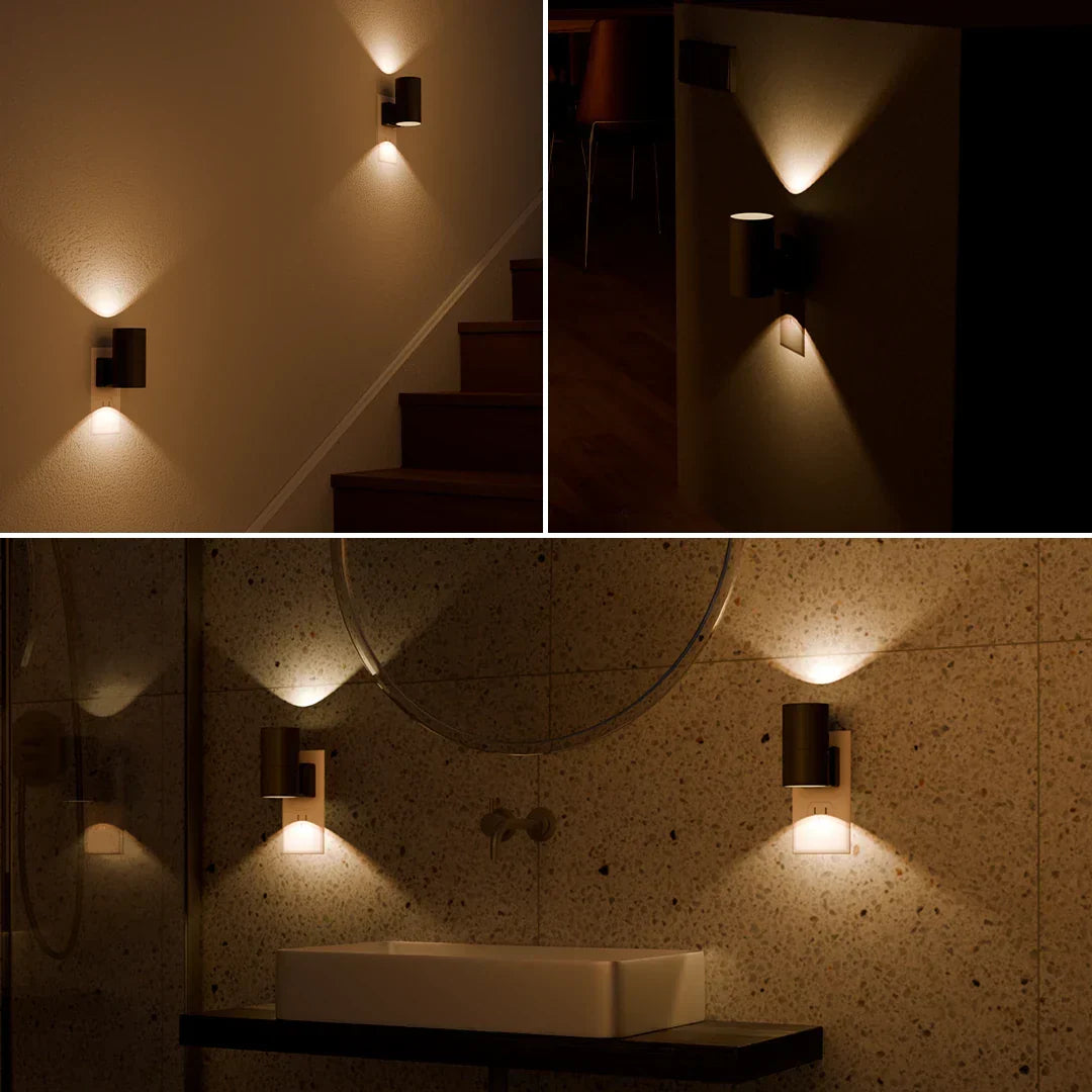 Applique à intensité variable avec fonction veilleuse, lampe à prise, éclairage LED moderne noir et blanc pour chambre et chambre d’enfant | Sansoti