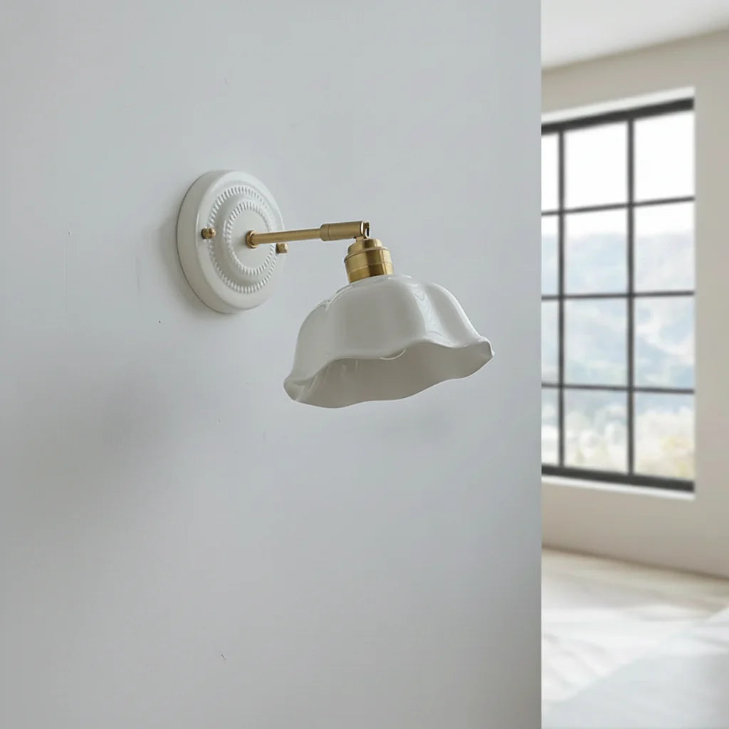 Wandlamp Keramiek Wit Koper Draaibaar E27 Slaapkamer Woonkamer Hal Retro Vintage Landelijk Modern | Sansoti