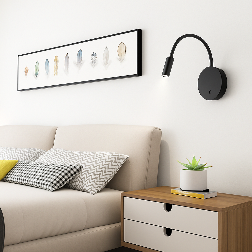 Leselampe Wand LED Flexibel Schwarz Schlafzimmer Bettlampe Wandleuchte Leselicht Flexibler Arm Wiederaufladbar Nachttisch Kopfteil Büro | Restfield