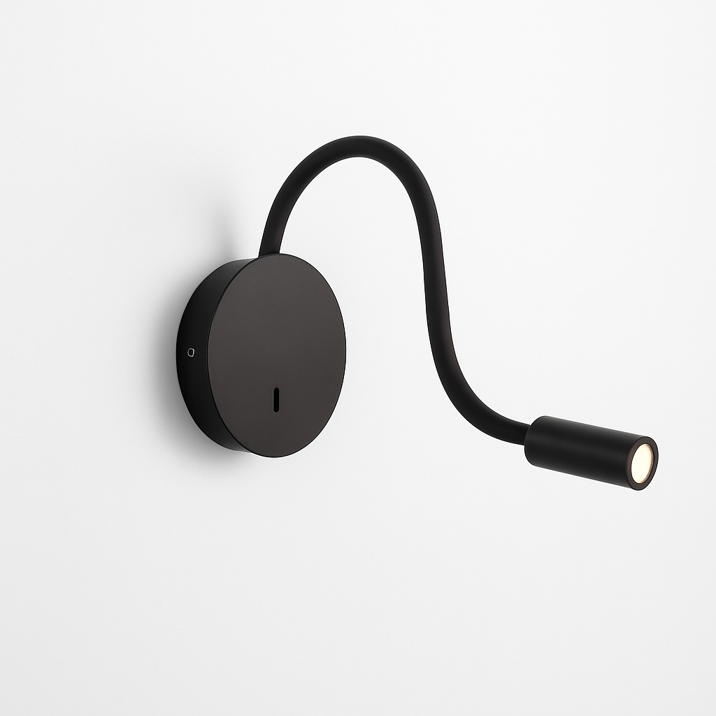 Leselampe Wand LED Flexibel Schwarz Schlafzimmer Bettlampe Wandleuchte Leselicht Flexibler Arm Wiederaufladbar Nachttisch Kopfteil Büro | Restfield