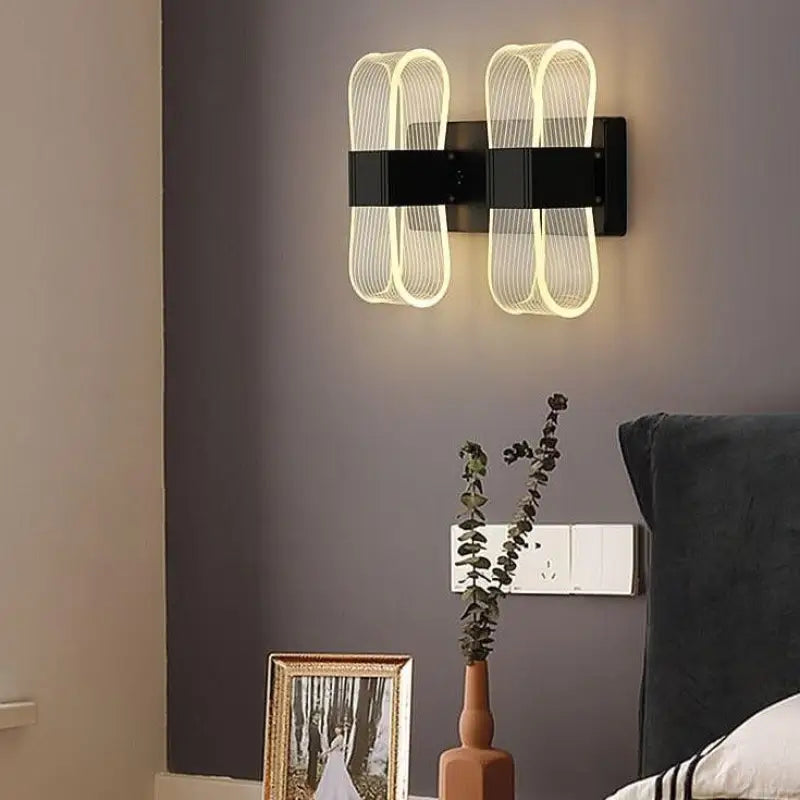 Applique murale LED scandinave acrylique aluminium or noir 10x20cm blanc chaud salon moderne | Restfield