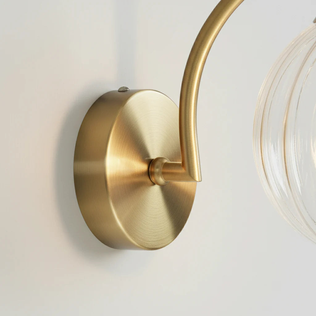 Wandleuchte Kugel Getöntes Glas Gold Metall E14 Wohnzimmer Schlafzimmer Flur Retro Modern | Restfield