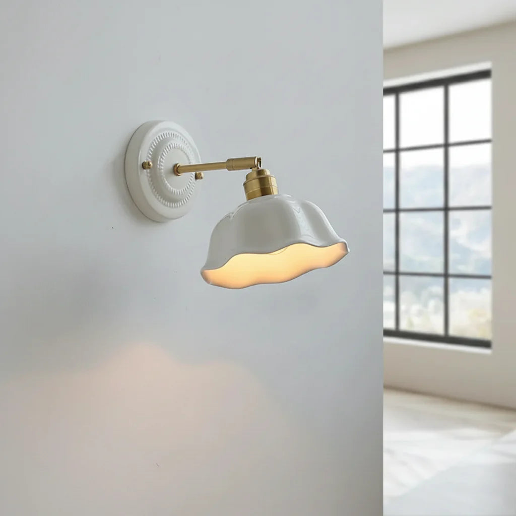 Wandlamp Keramiek Wit Koper Draaibaar E27 Slaapkamer Woonkamer Hal Retro Vintage Landelijk Modern | Sansoti