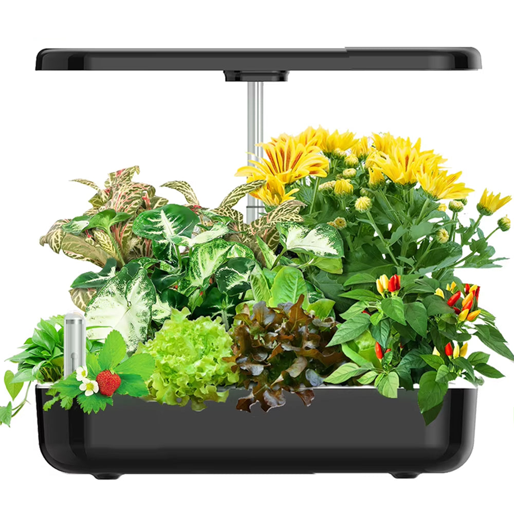 Hydroponic Herb Growing System for 12 Plants, Black and White LED Lighting, Grow Cabinet, Fresh Kitchen Herbs | Sansoti