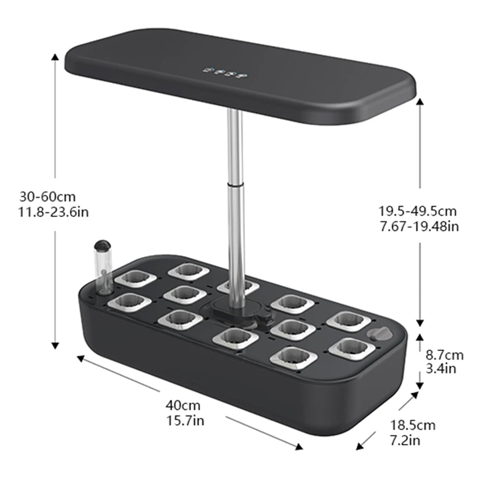 Hydroponic Herb Growing System for 12 Plants, Black and White LED Lighting, Grow Cabinet, Fresh Kitchen Herbs | Sansoti