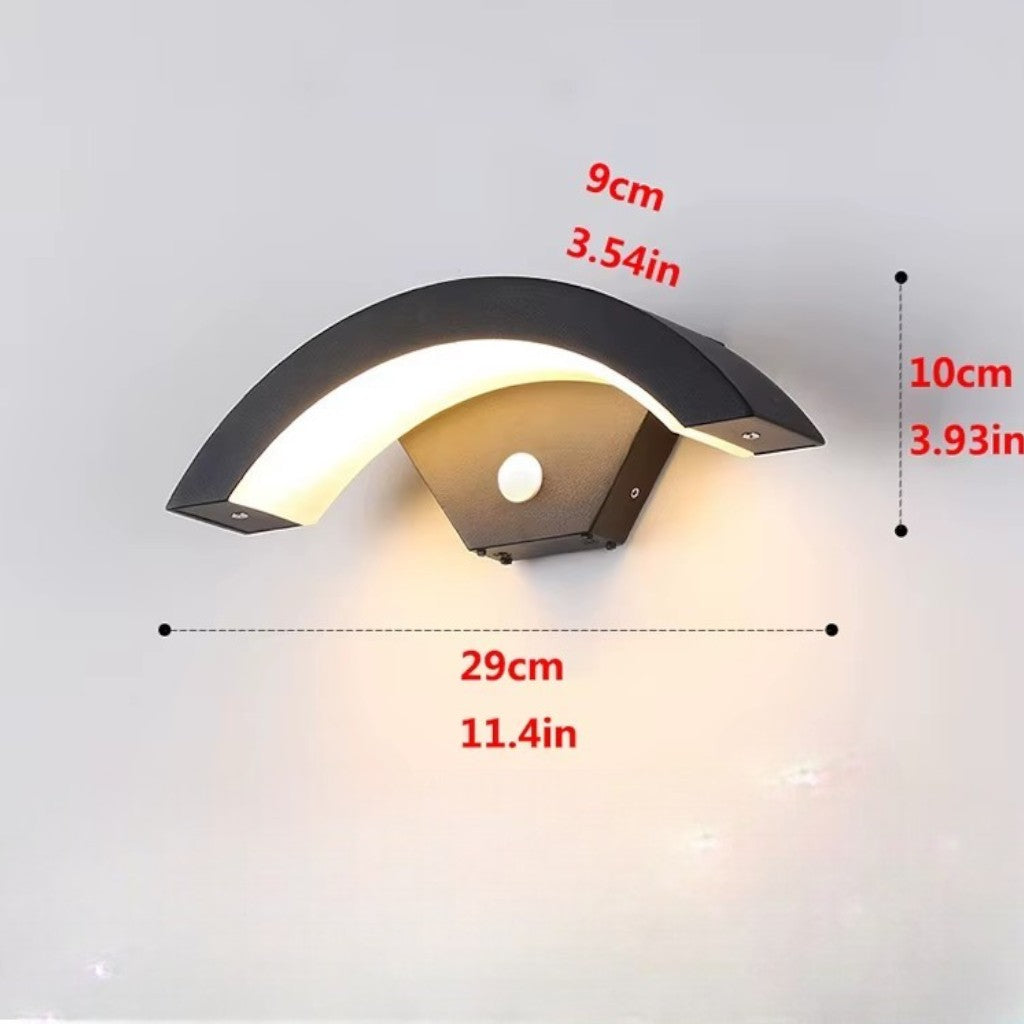 Gebogen LED Wandlamp met Bewegingssensor Buitenverlichting Aluminium Waterdicht IP65 Tuinverlichting 18W-30W | Sansoti