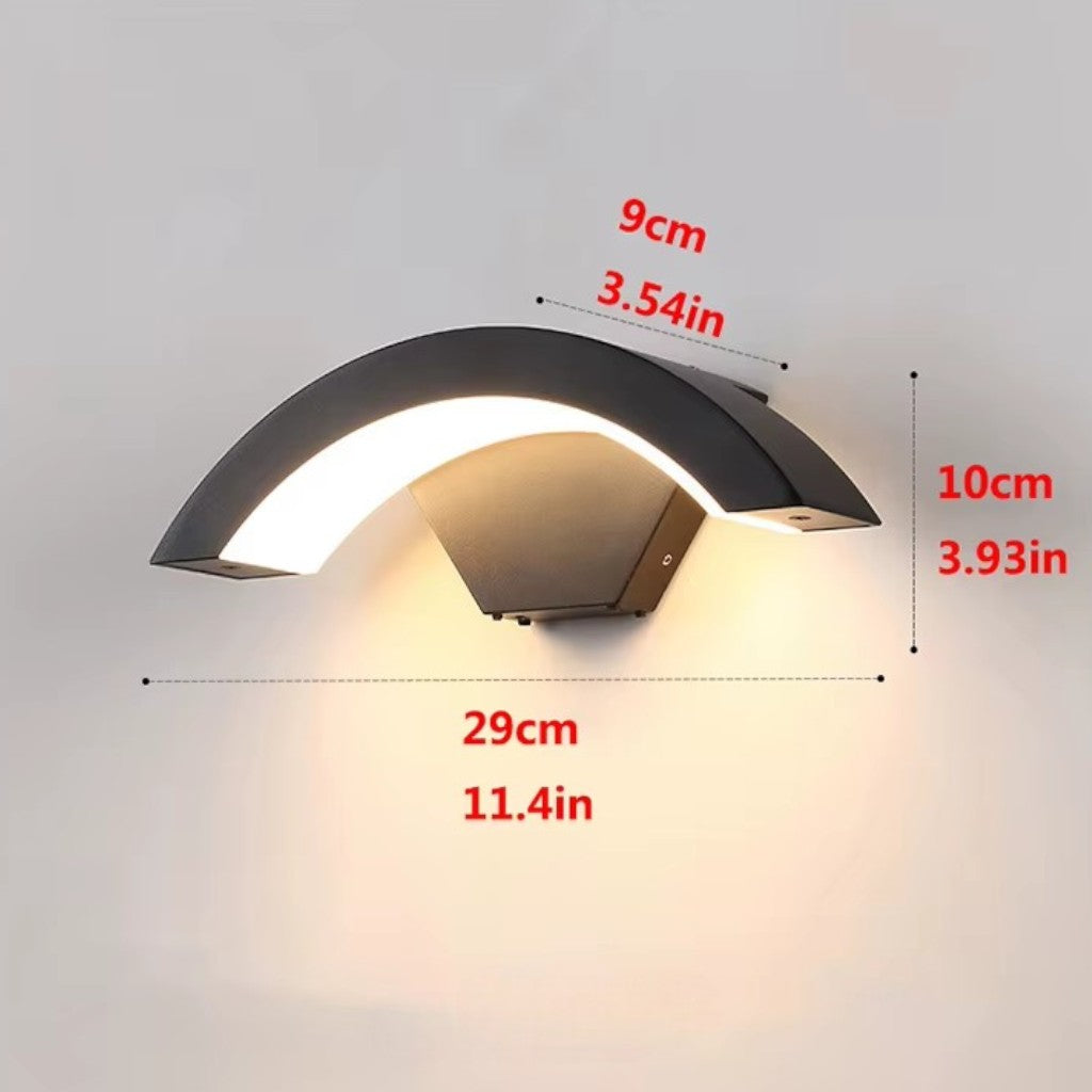 Gebogen LED Wandlamp met Bewegingssensor Buitenverlichting Aluminium Waterdicht IP65 Tuinverlichting 18W-30W | Sansoti