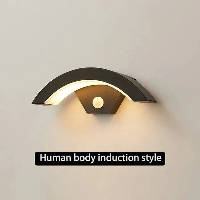 Gebogen LED Wandlamp met Bewegingssensor Buitenverlichting Aluminium Waterdicht IP65 Tuinverlichting 18W-30W | Sansoti