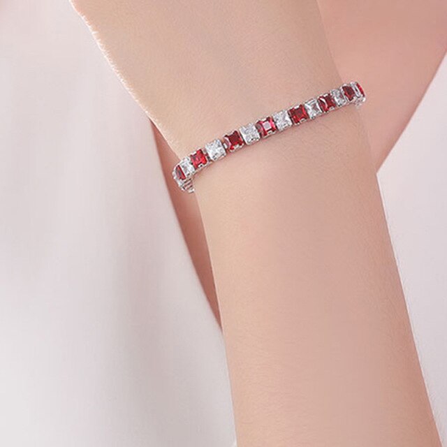 Elegante Schakelarmband met Zirkonia Stenen | Luxe Tennisarmband voor Dames en Heren | Geometrisch Design Polssieraad met Glanzende Kristallen | Verstelbare Feestelijke Armband Zilver Goud | Sansoti