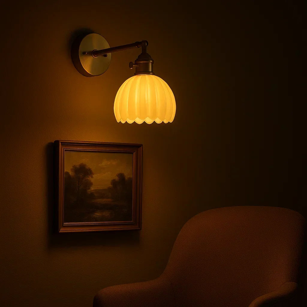 Wandlamp met Glazen Tulpvormige Kap Retro Vintage Sfeerverlichting E26 Fitting voor Woonkamer Slaapkamer | Sansoti