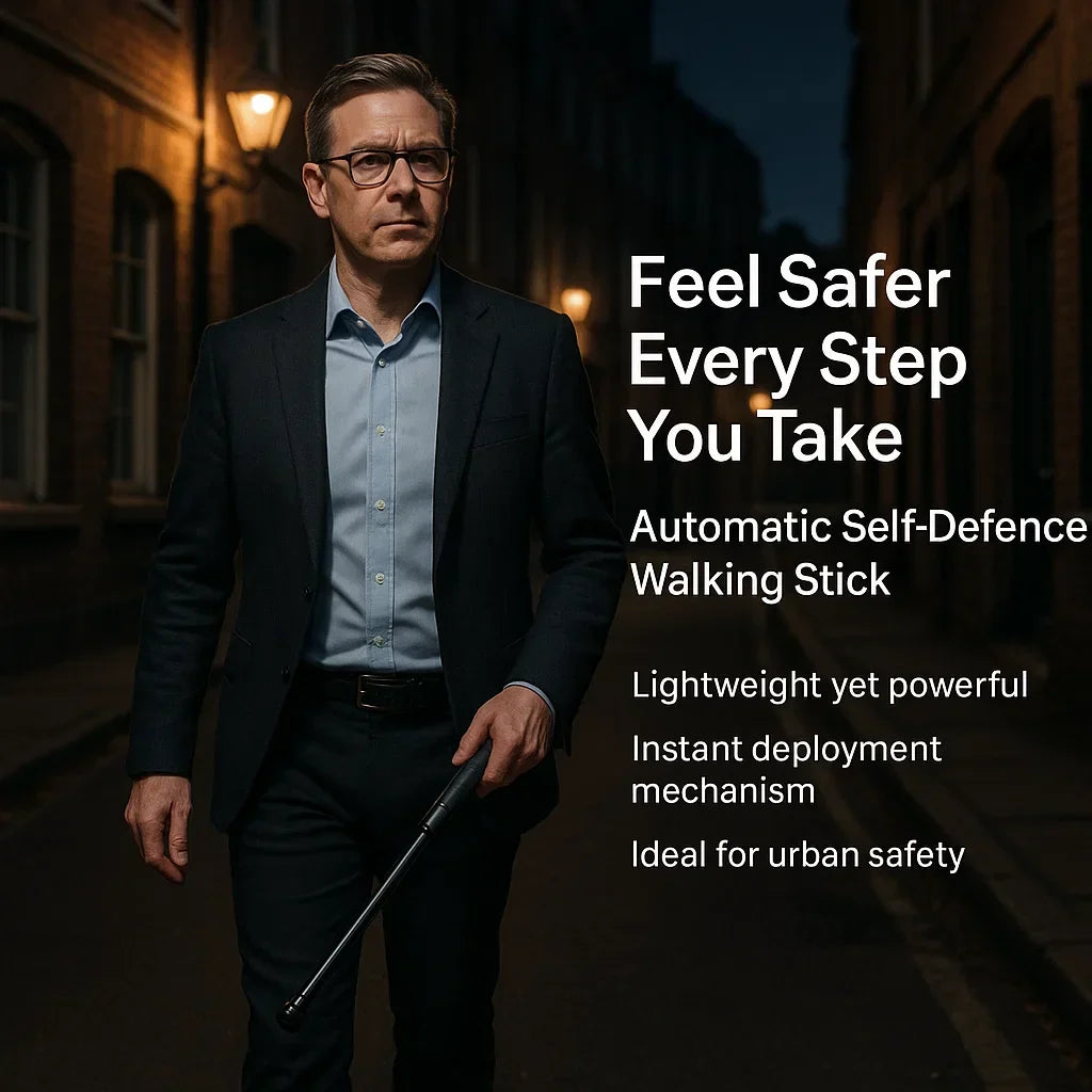 Automatische Zelfverdediging Wandelstok voor Wandelen en Stedelijke Veiligheid – Telescopisch Ontwerp met Anti-Slip Grip | Sansoti