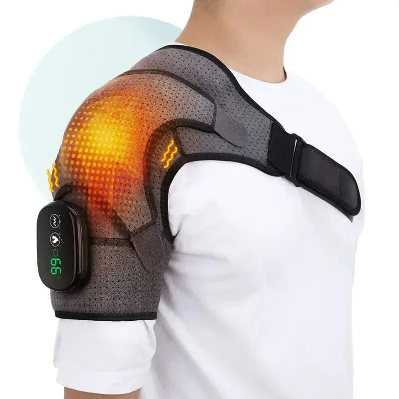 Verwarmde Schouderbandage met Vibratiemassage en Instelbare Warmtezones voor Pijnverlichting en Spierontspanning | Sansoti