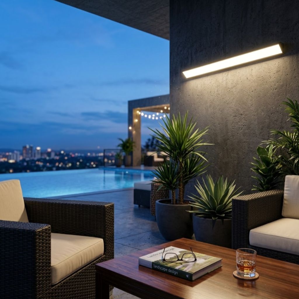 LED-Außenwandleuchte aus Aluminium, wasserdicht, IP65, Schwarz-Weiß, 20–90 cm, warmes, kaltes oder neutrales Licht für Garten und Veranda | Sansoti