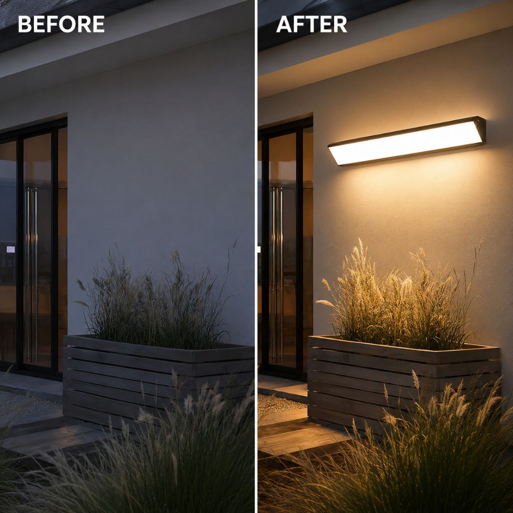 LED-Außenwandleuchte aus Aluminium, wasserdicht, IP65, Schwarz-Weiß, 20–90 cm, warmes, kaltes oder neutrales Licht für Garten und Veranda | Sansoti