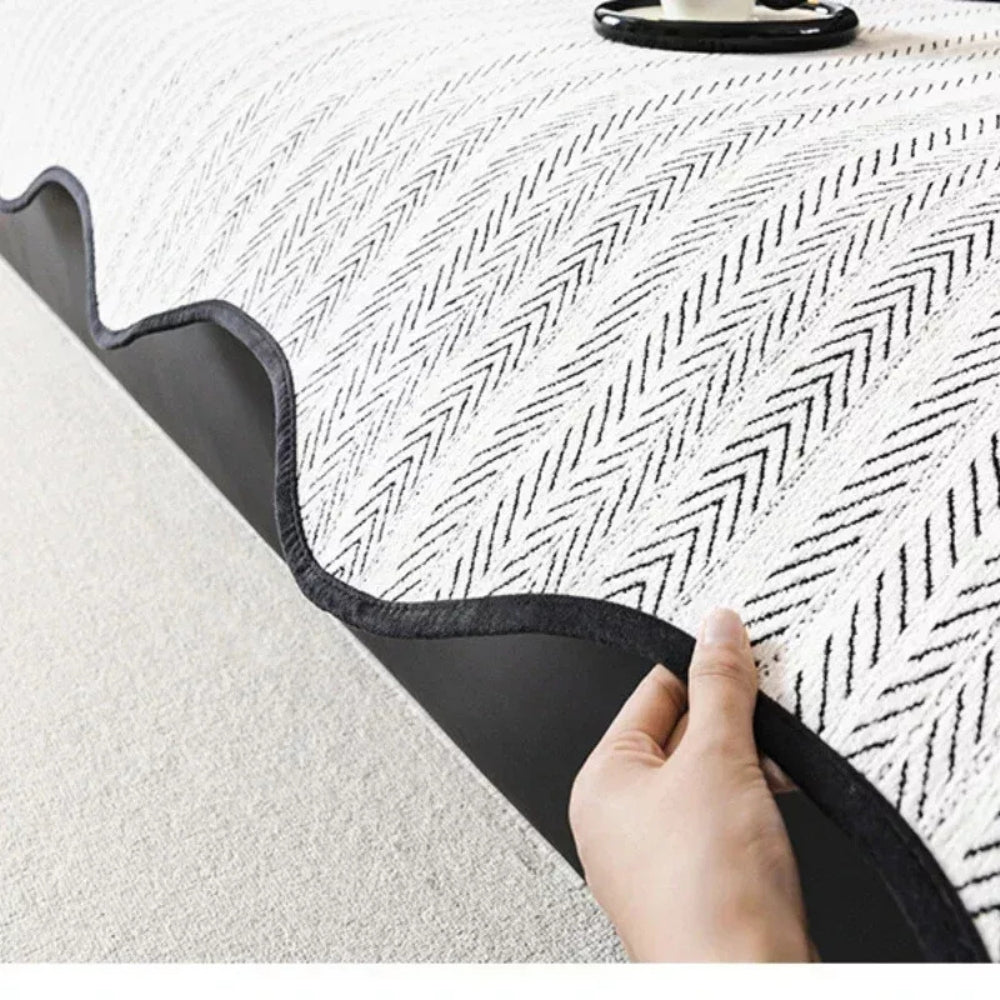 Herringbone Sofa Cover with Wavy Edge Herringbone Microfiber Furniture Protector Sofa Decor Sofa Slipcover Living Room | Sansoti
