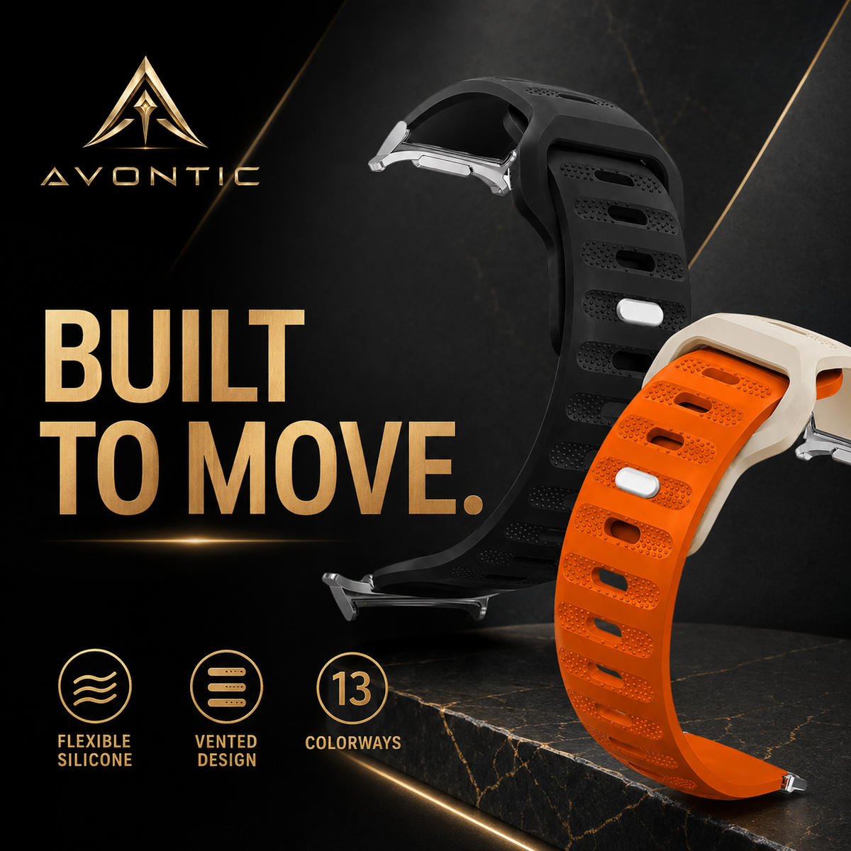 Sportuhrarmband aus belüftetem Silikon für Smartwatches, 40 mm, 44 mm, 46 mm, 47 mm, Fitnessarmband, Training, Sport | Sansoti