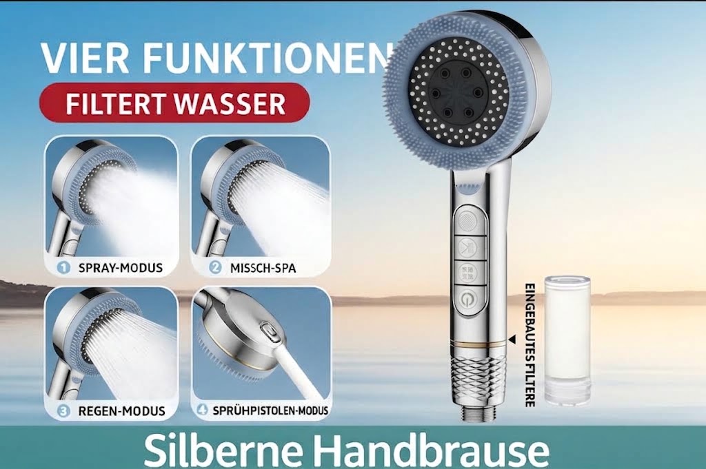 High-Pressure Handheld Showerhead 5 Spray Modes Black Silver Adjustable Holder with Hose for Bathroom Wellness | Sansoti