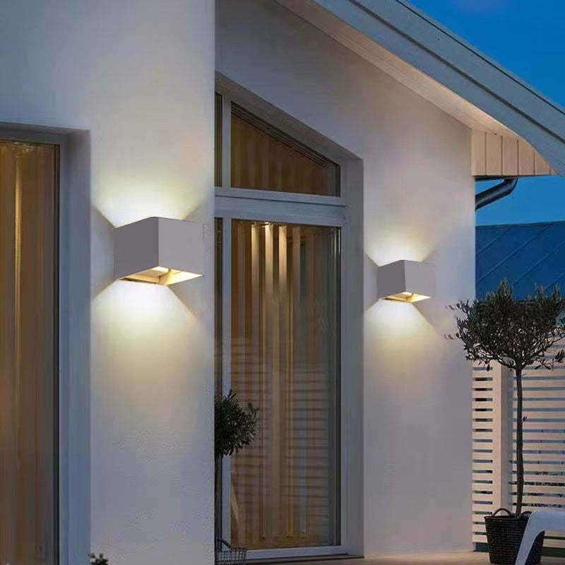 Square Outdoor Wall Light LED Adjustable Black White Gray Waterproof IP65 Metal Acrylic Garden Lighting | Sansoti