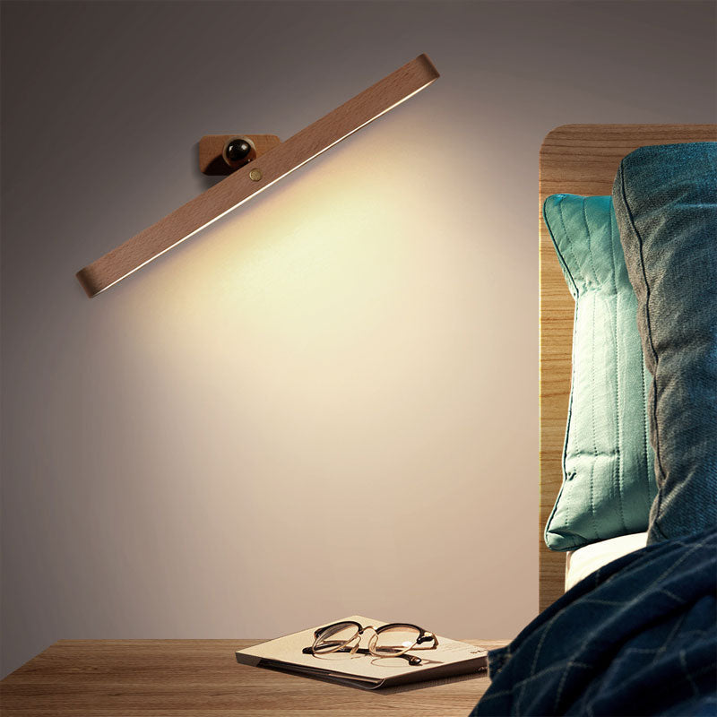 Draadloze Magnetische Wandlamp LED Verstelbaar Oplaadbaar Houtlook Sfeerverlichting Slaapkamer Keuken Woonkamer | Sansoti