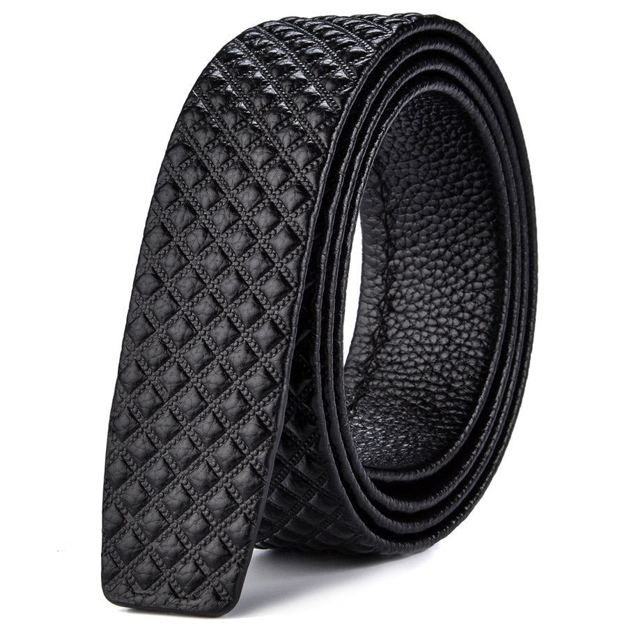 Men's Leather Belt Black Scratch-Resistant Waterproof - Genuine Cowhide with Modern Buckle 110-130cm Elegant Design | Sansoti