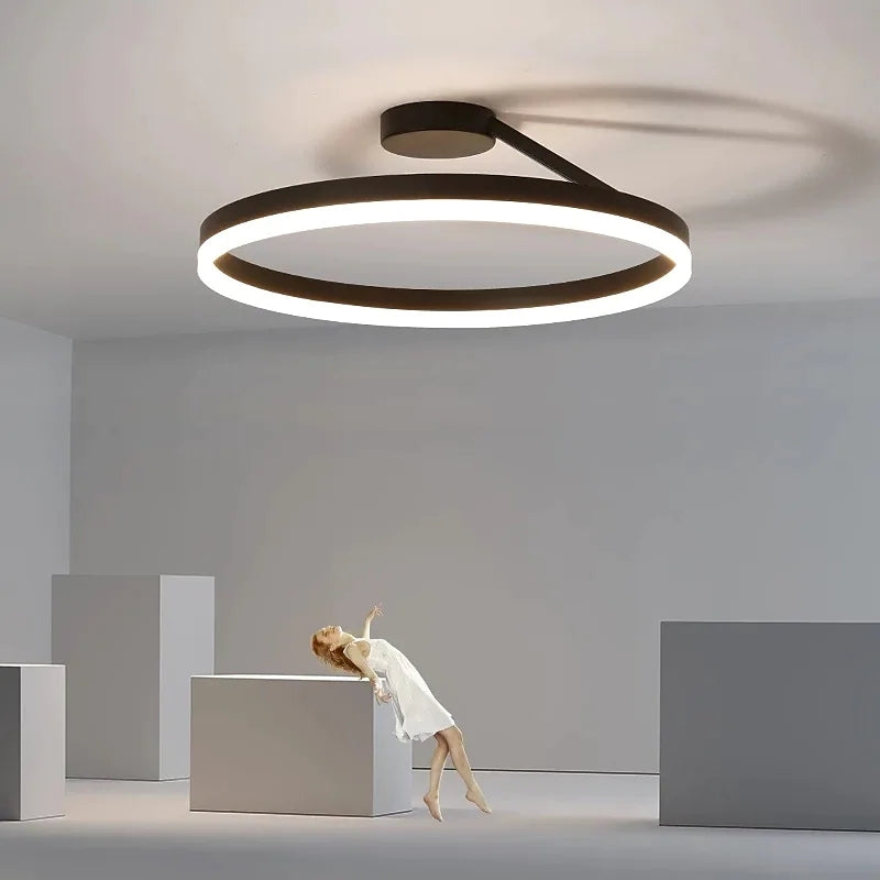 Deckenleuchte LED Ring Metall Acryl Schwarz Weiß Dimmbar Wohnzimmer Schlafzimmer 50cm | Restfield