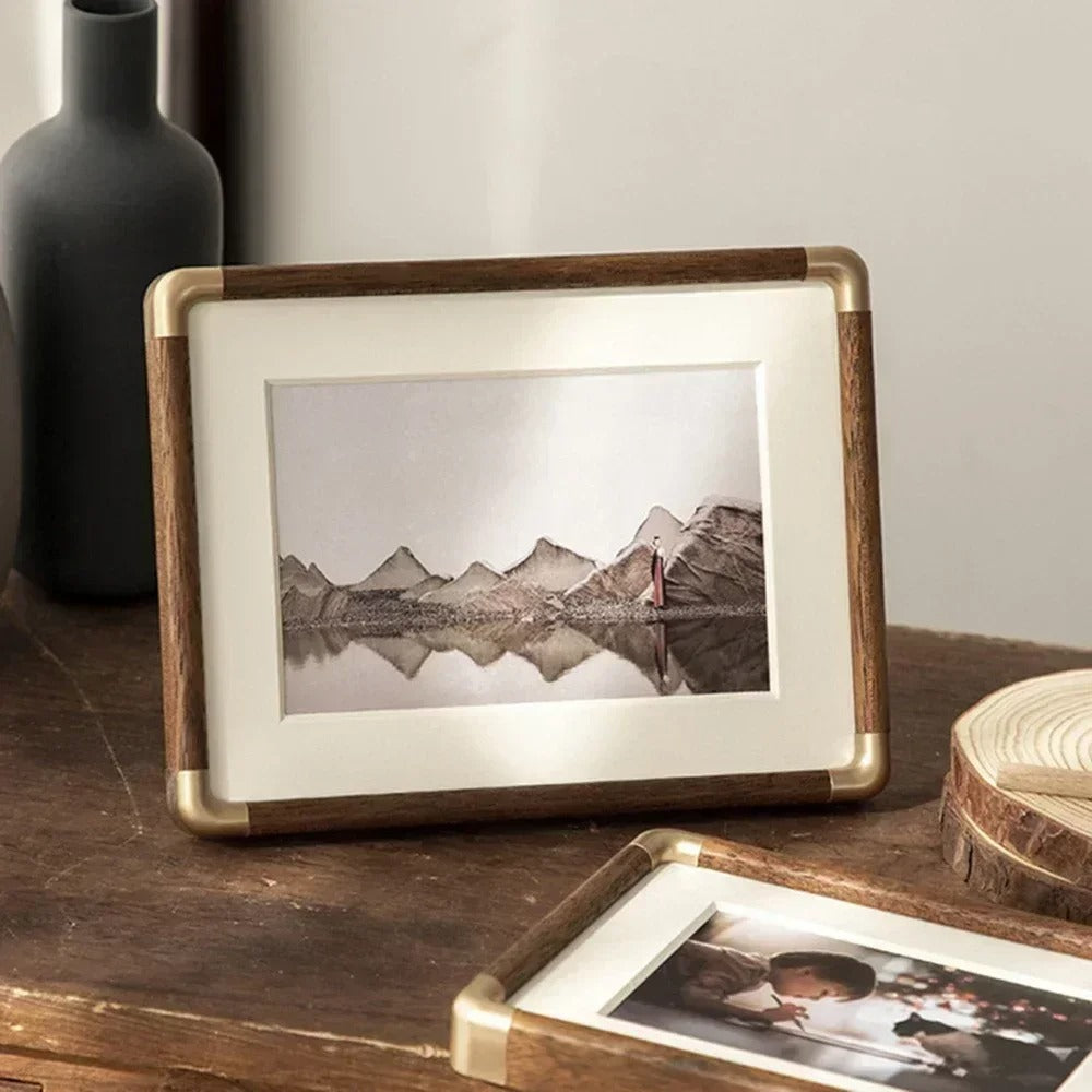 Fotolijst Hout Messing Vintage Tafelmodel Staand Liggend Meerdere Maten | Sansoti