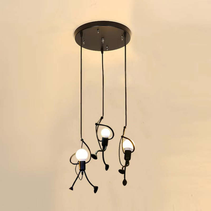 Suspension en métal en forme de figure LED E27 noir blanc design moderne éclairage intérieur salon salle à manger chambre | Sansoti