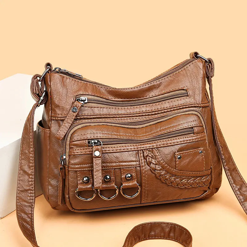Vintage Handtas Vegan Leer Elegante Schoudertas Dames Retro Stijl Dagelijkse Tas Mode Accessoire Vrouwen | Sansoti