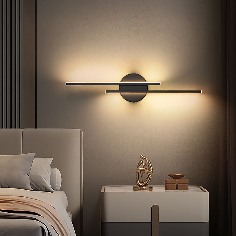 Modern Linear LED Wall Light Black White Metal Nordic Design Bedroom Living Room Ambient Lighting Stylish | Sansoti