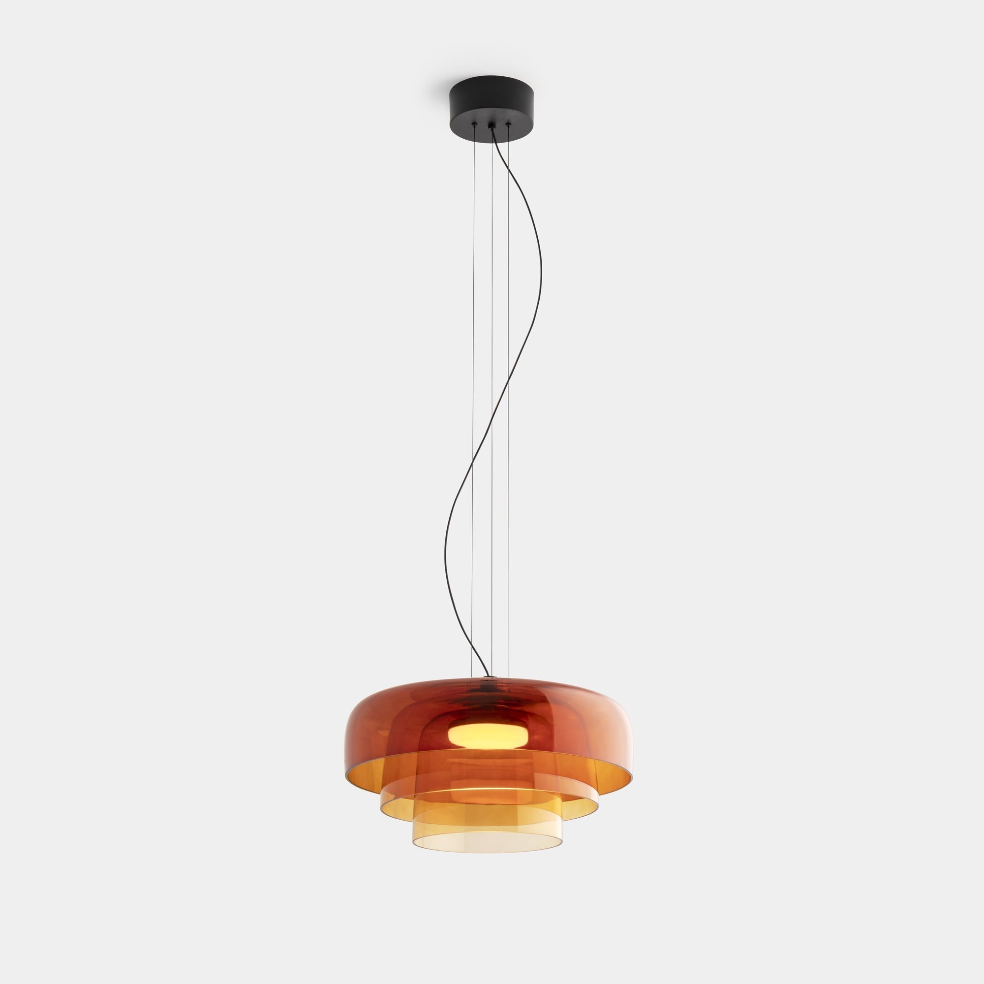Suspension Verre Design Nordique Superposé 1 2 3 Niveaux Orange Vert Gris Salle à Manger Cuisine Salon Suspension Lumière Chaude LED Réglable