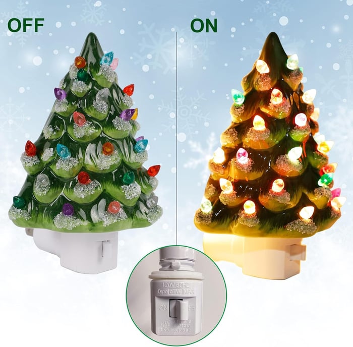 Decoratieve Verlichte Kerstboom Nachtlamp Warmwit LED Sfeerverlichting Hars voor Kerstdecoratie Slaapkamer Woonkamer | Sansoti