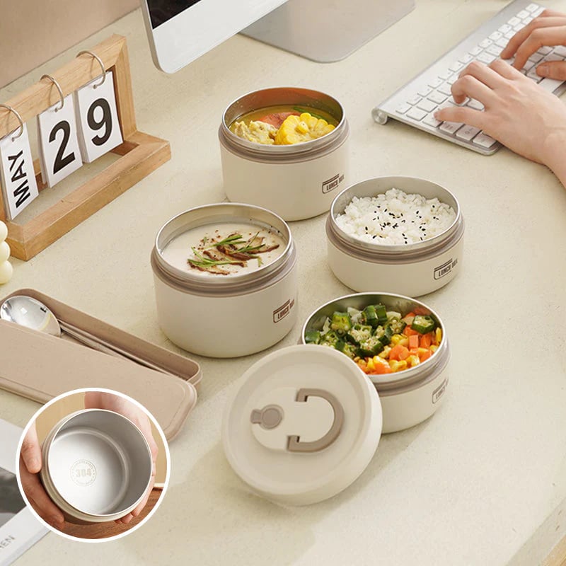 Geïsoleerde Lunchbox met Vacuümtechnologie – Houdt Eten Tot 4 Uur Warm – Lekvrij RVS Ontwerp – Ideaal voor School en Werk | Sansoti