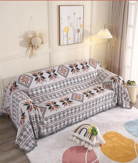 Überwurfdecke Jacquard Gewebt Fransen Bunt Baumwolle Polyester Warm Weich | Restfield