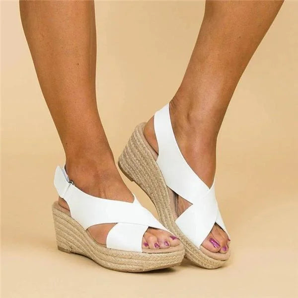 Orthopedische Espadrilles Sleehak Clara Comfortabele Zomerschoen Elastisch Dames Zwart Beige Wit Casual | Sansoti