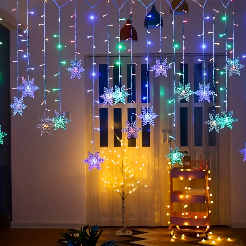 USB-Lichterkette mit Schneeflocken 4 m mehrfarbige LED-Stimmungsbeleuchtung Weihnachtsdekoration Feiertage Winter Interieur | Sansoti