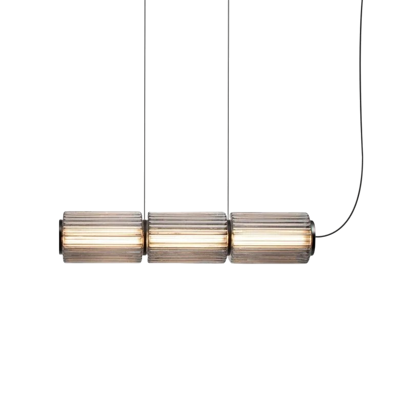 Zylinder Glas-Hängeleuchte LED Glas Eisen Schwarz Esszimmer Bar Moderne Beleuchtung Längliches Design Minimalistisch | Restfield