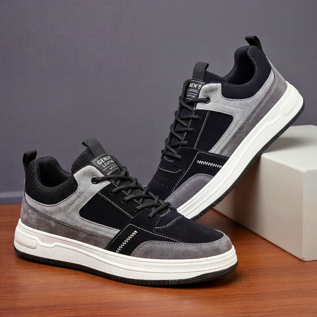 Heren Sneakers Suède Leer Gebreide Panelen Gevoerde Zool Casual Footwear Dagelijks Comfort Stijlvol Mode | Sansoti