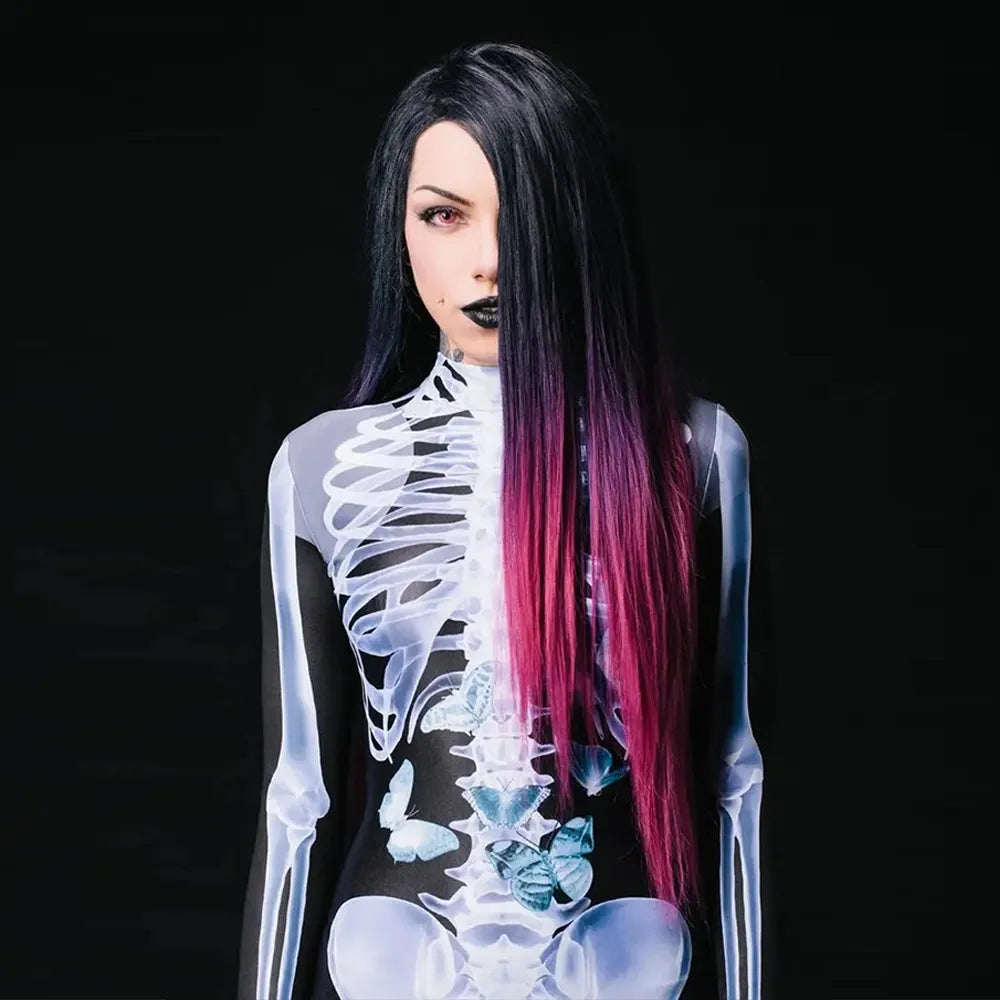 Skelett-Bodysuit für den ganzen Körper mit anatomischem Knochendruck für Themenpartys und Halloween-Verkleidungen | Sansoti