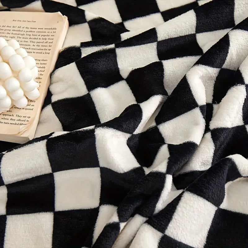 Plaid en laine à carreaux pour canapé et lit, motif à carreaux chaleureux, design scandinave, chambre et salon | Sansoti