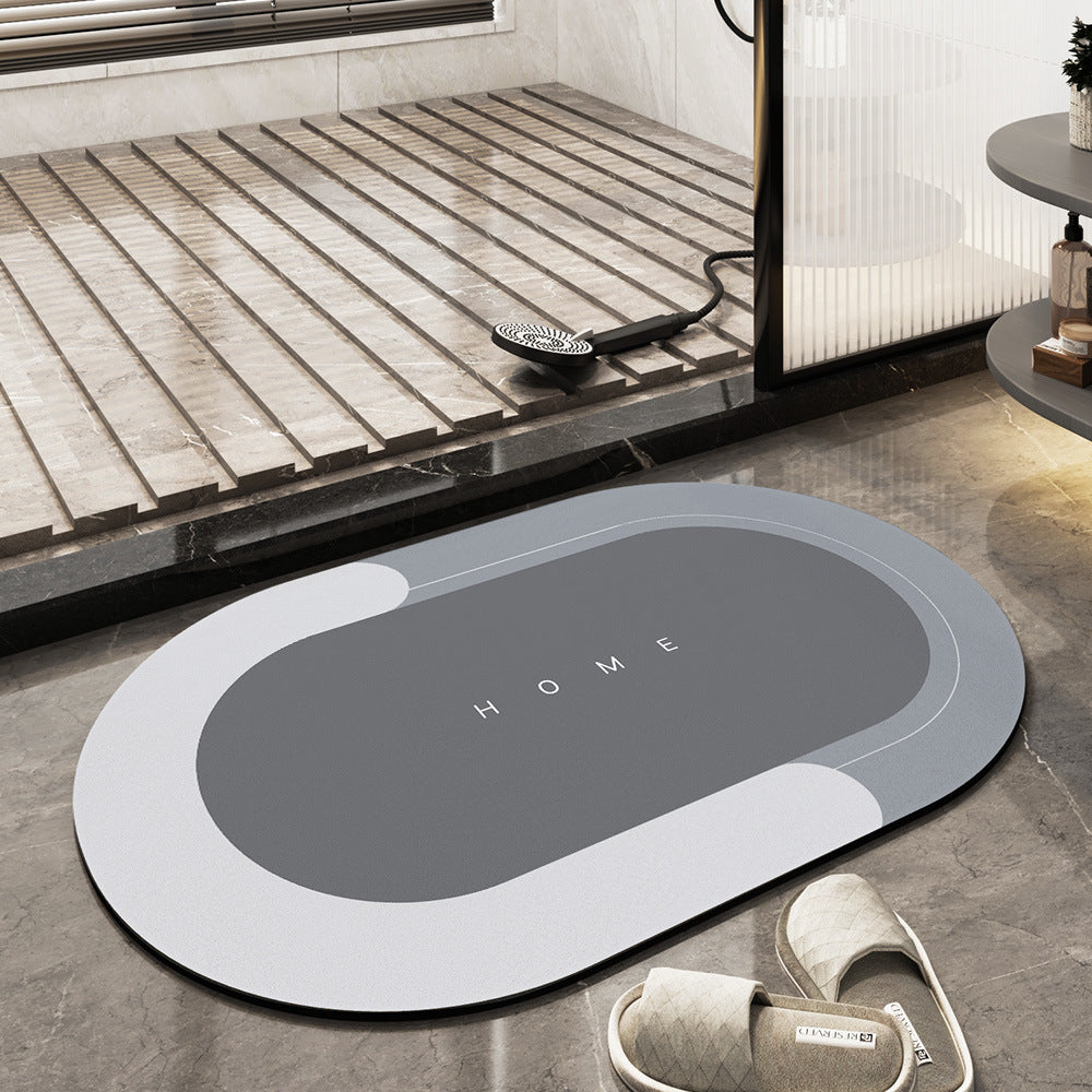 Sneldrogende Badmat met Hoge Absorptiekracht Grijs Beige Blauw Groen Ovaal Rechthoekig Microvezelbadmat voor Douche en Bad Badkamertextiel | Sansoti