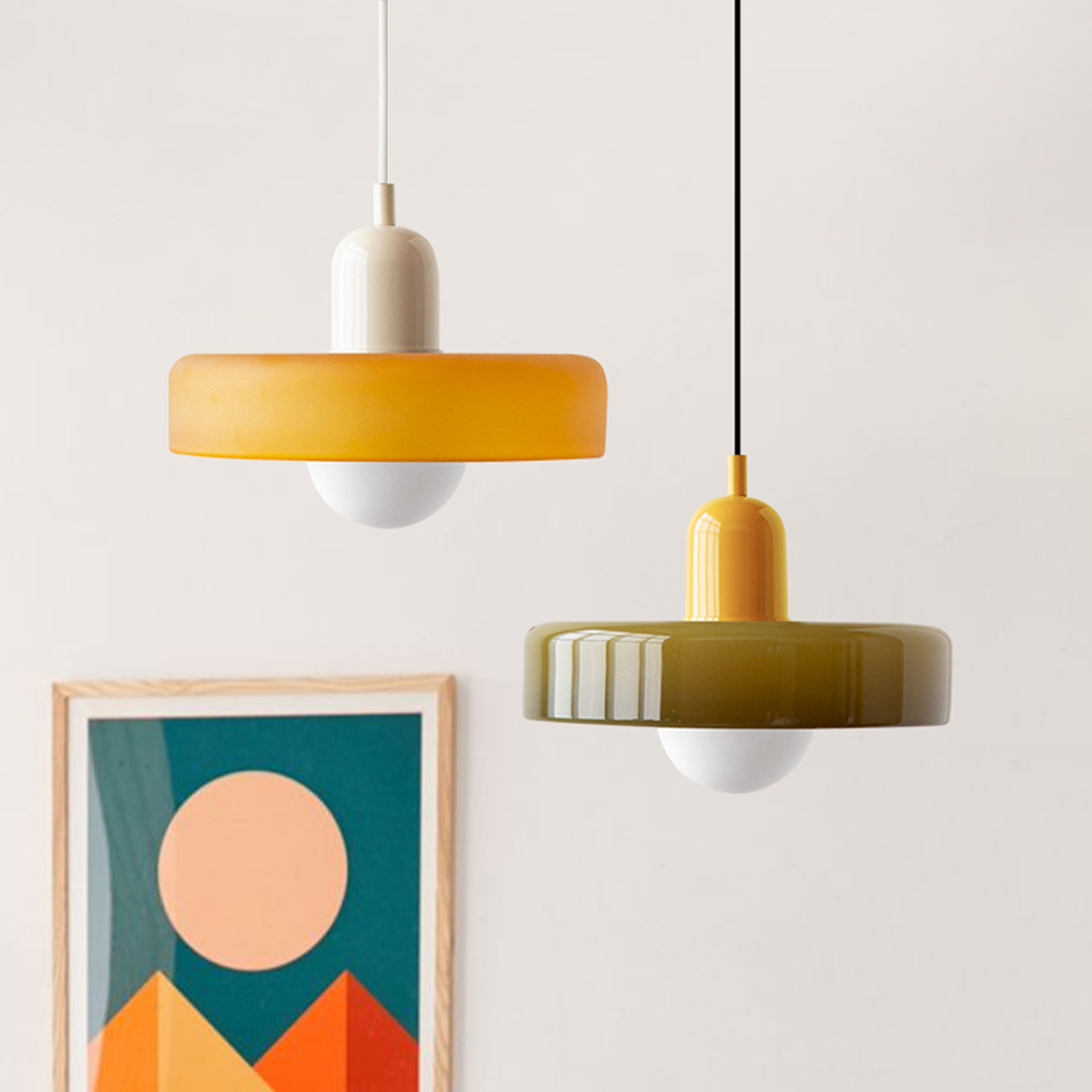 Geometrische Pendelleuchte Farbglas E27 Verstellbar Esstisch Kücheninsel Retro-Design Stimmungsbeleuchtung | Sansoti