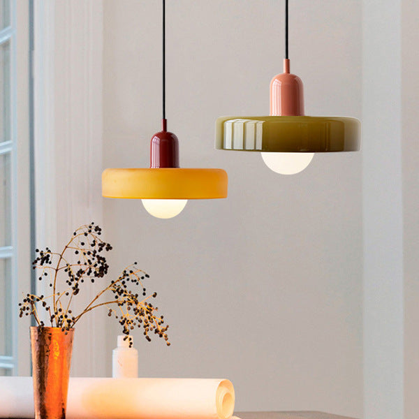 Geometrische Pendelleuchte Farbglas E27 Verstellbar Esstisch Kücheninsel Retro-Design Stimmungsbeleuchtung | Sansoti